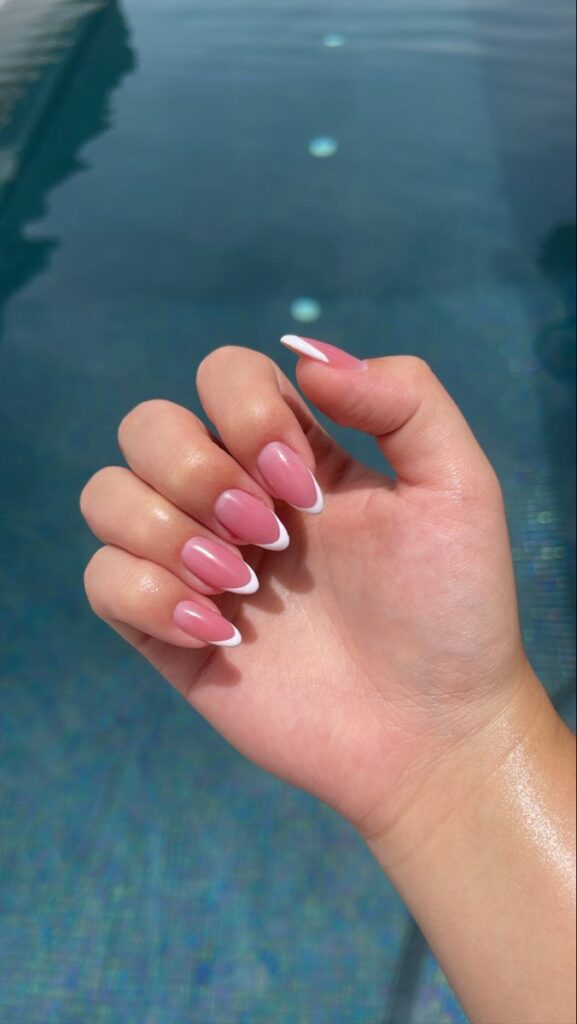 Pink French nails