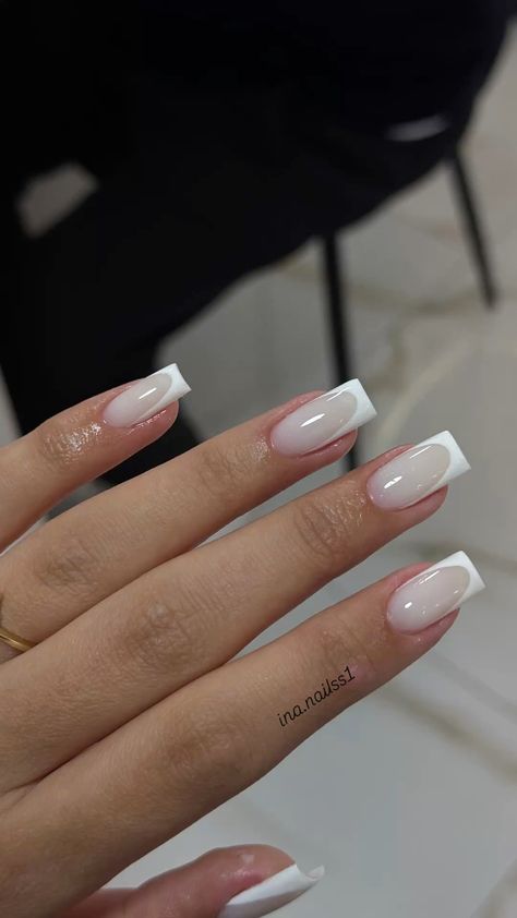 milky white french nails